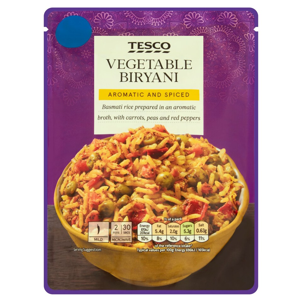 Tesco Vegetable Biryani 250G Tesco Groceries