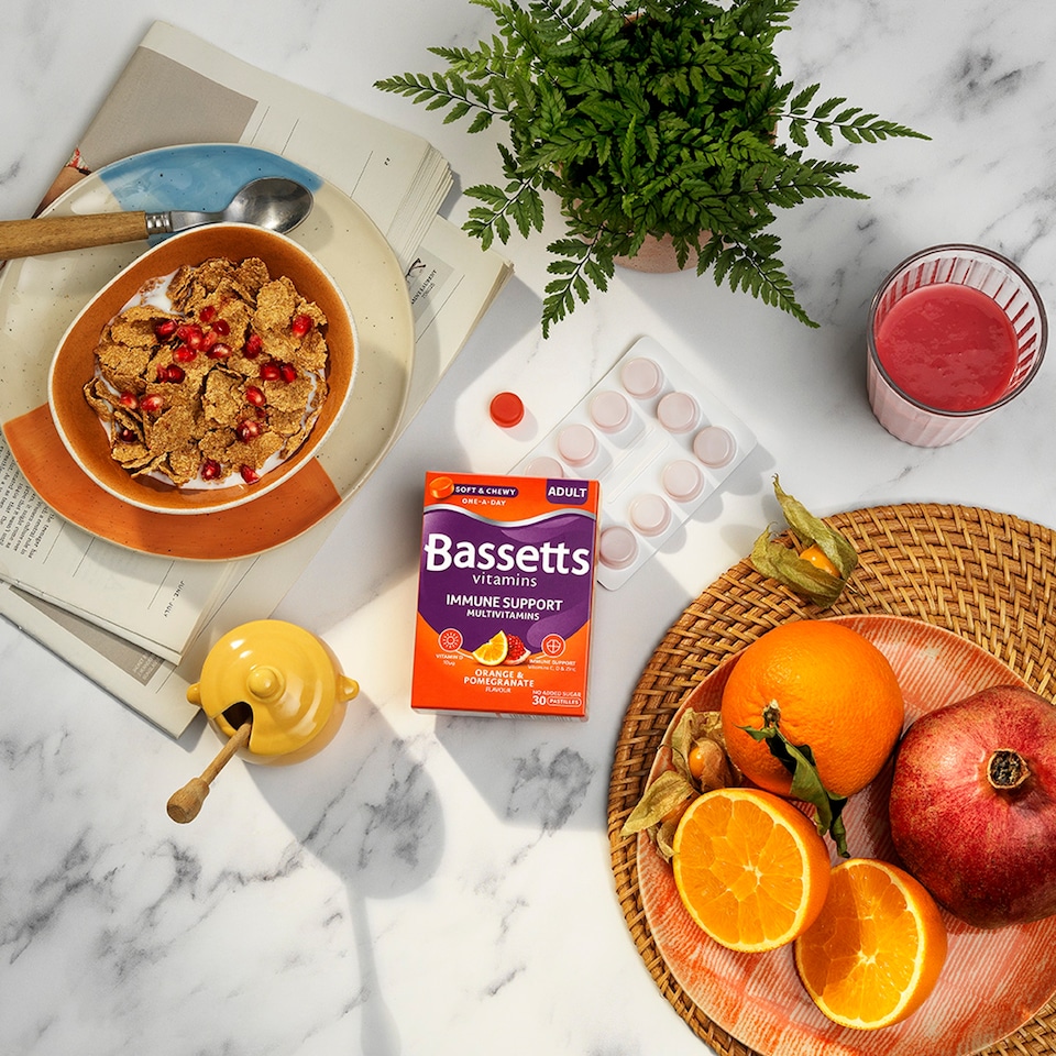 image 1 of Bassetts Adult Immune Support Multivitamins Orange and Pomegranate Pastilles 30s