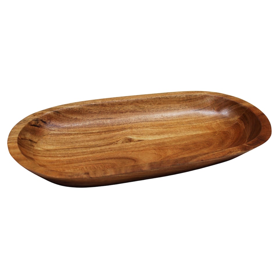 F&F Home Acacia wood long bowl