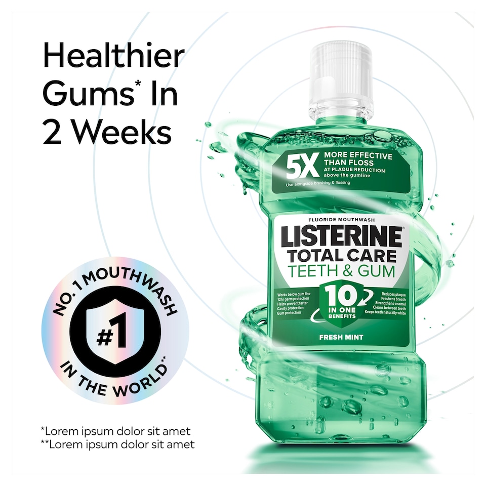 image 1 of Listerine Total Care Teeth and Gum Fresh Mint Mouthwash 500ml