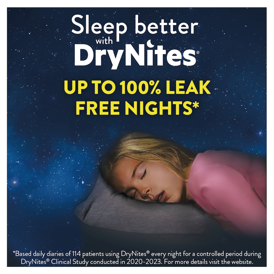 image 1 of Huggies DryNites Bedwetting Pyjama Nappy Pants Girl 13Yrs+ x20