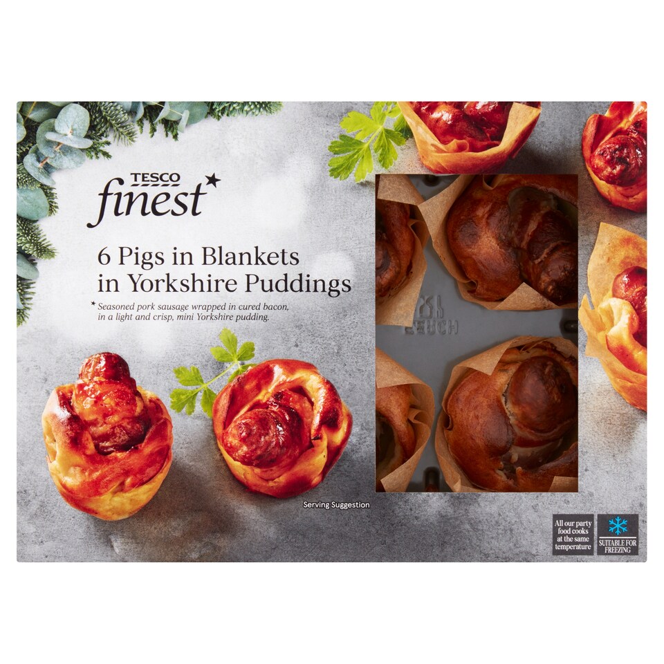 image 1 of Tesco Finest 6 Pigs In Blankets Yorkshire Puddings 180G