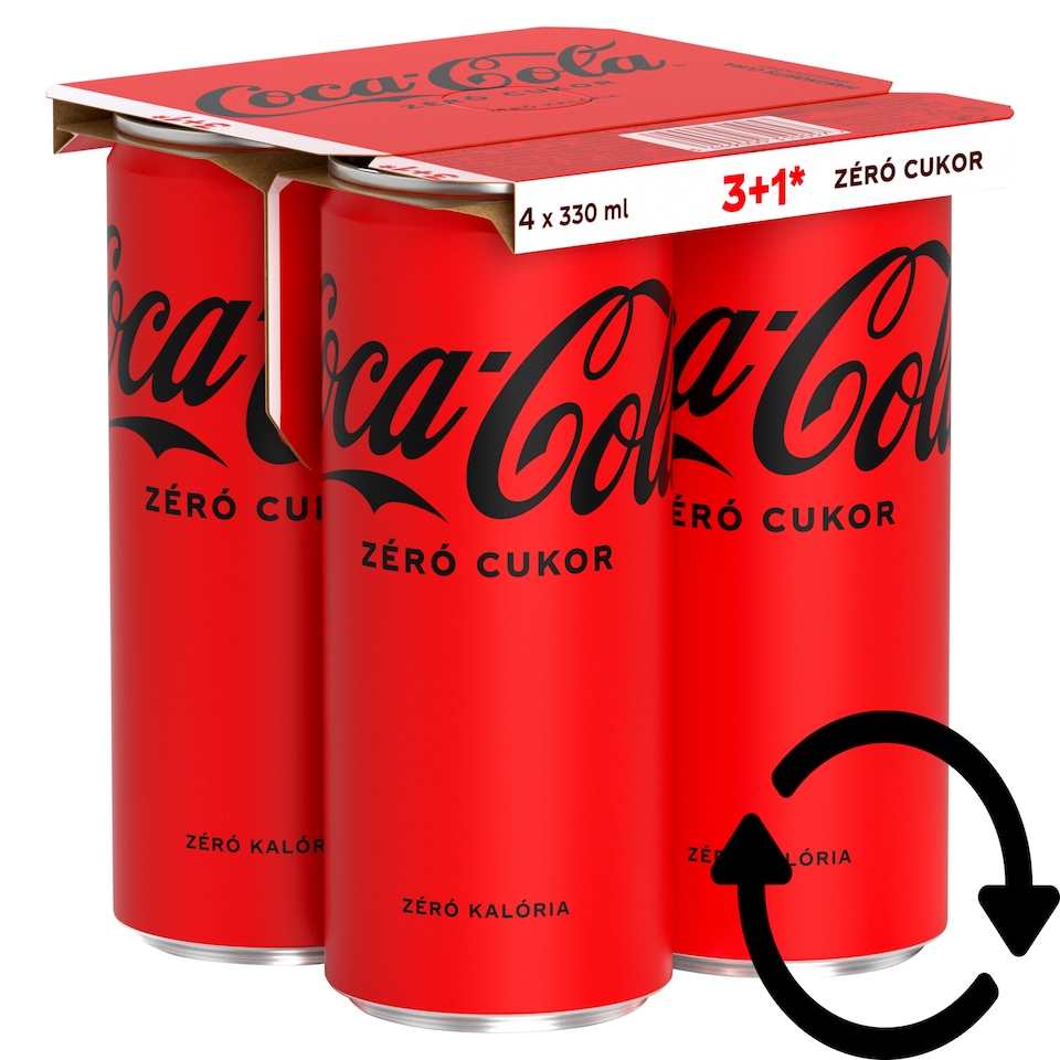 Coca-Cola Zero colaízű energiamentes szénsavas üdítőital édesítőszerekkel 4 x 330 ml