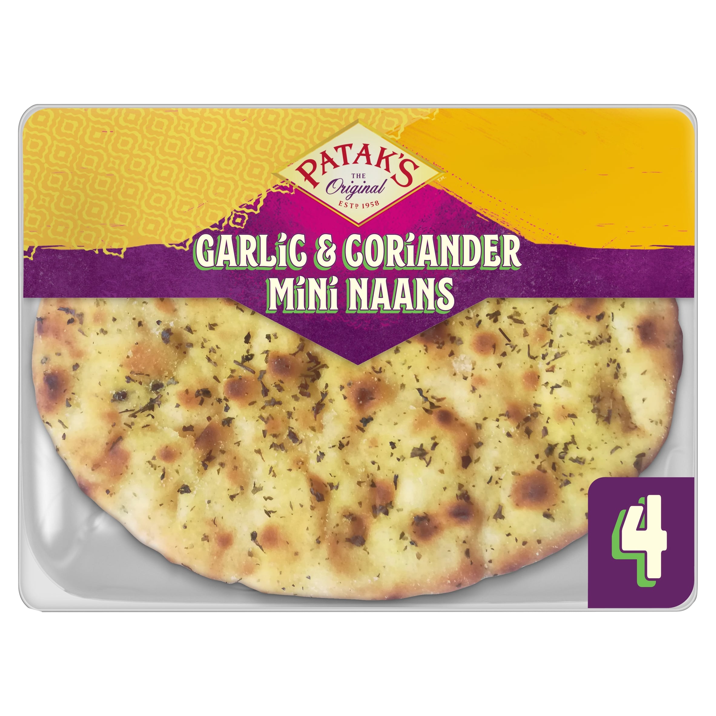 Patak's Indian Garlic & Coriander Mini Naan Breads 4 Pack