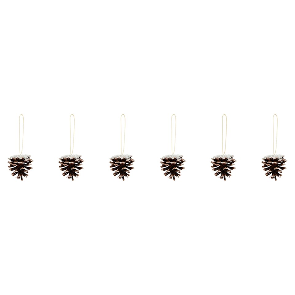 Tesco Snowy Pinecones Hanging Decoration 6 Pack