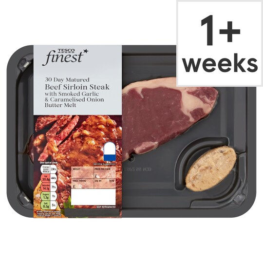Tesco Finest Sirloin Steak With Garlic & Onion Butter 220G Tesco