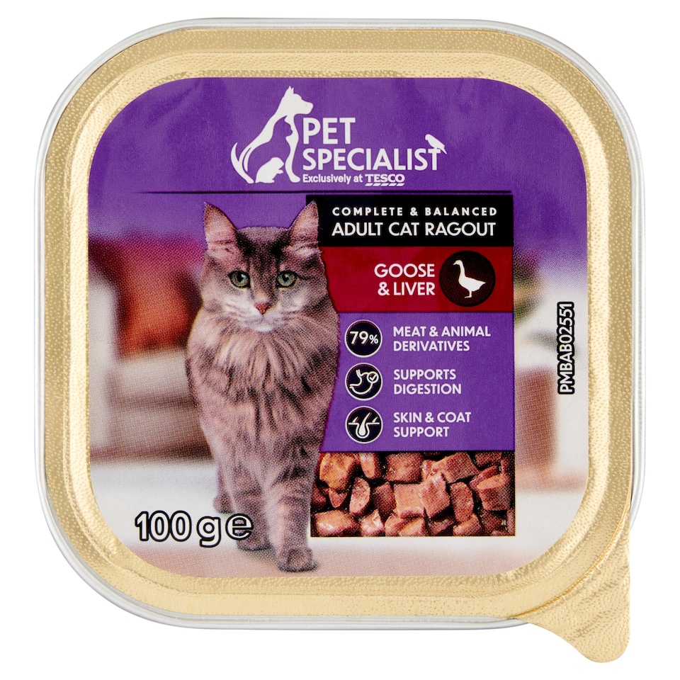 Pet Specialist Kompletné krmivo pre dospelé mačky ragú s husacinou a pečeňou 100 g