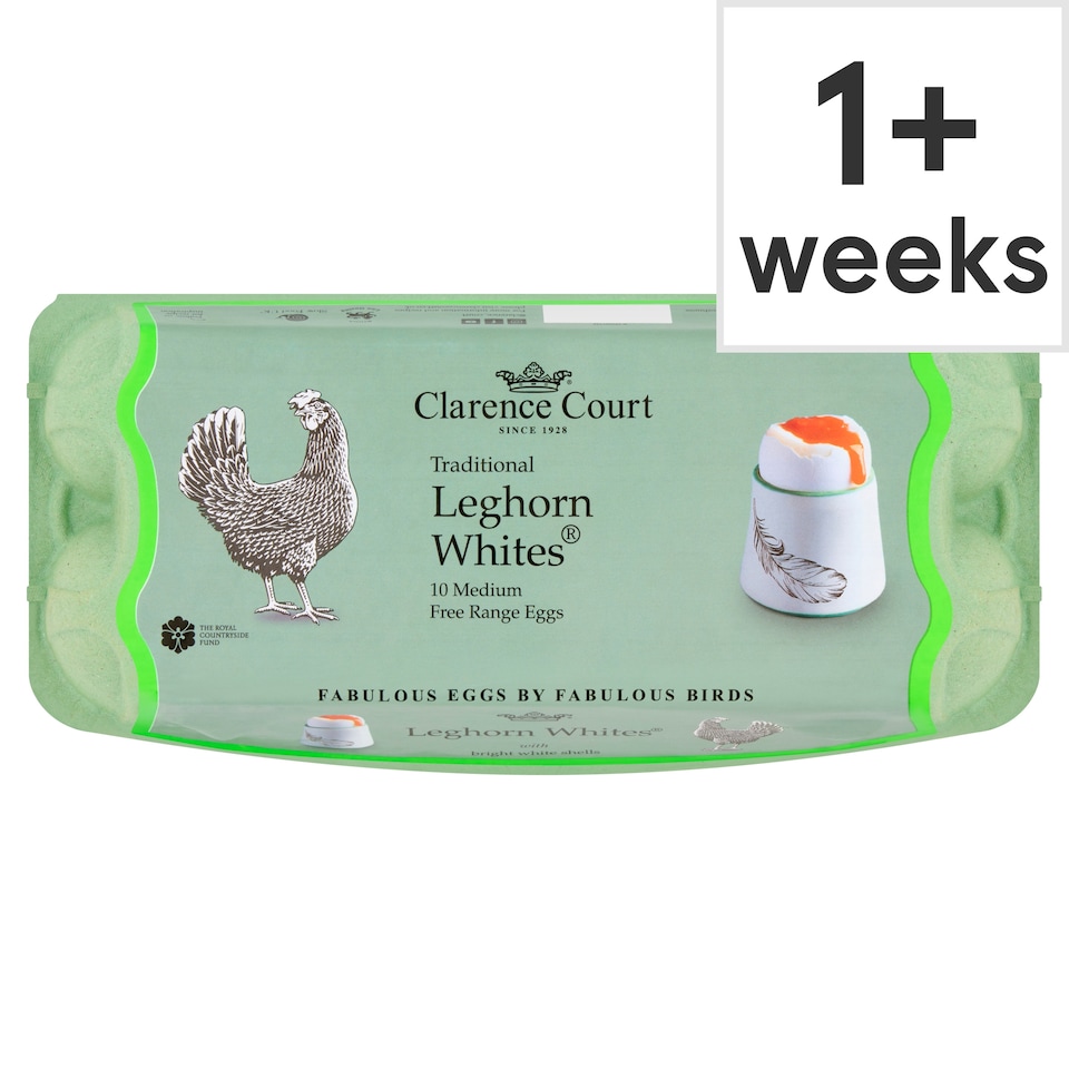 Clarence Court Leghorn White 10 Medium Free Range Eggs