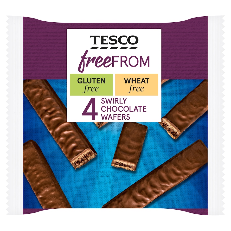 Tesco Free From Swirly Chocolate Wafers 108G (4X27g)