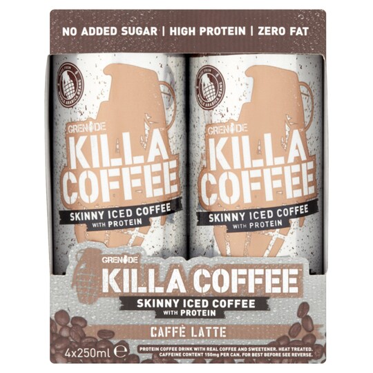 Grenade Killa Coffee Caffe Latte 4x250ml Tesco Groceries