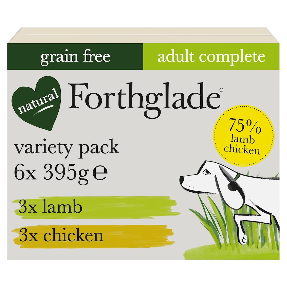 image 1 of Forthglade Grain Free Lamb & Chicken Dog Food Variety Pack 6x395g