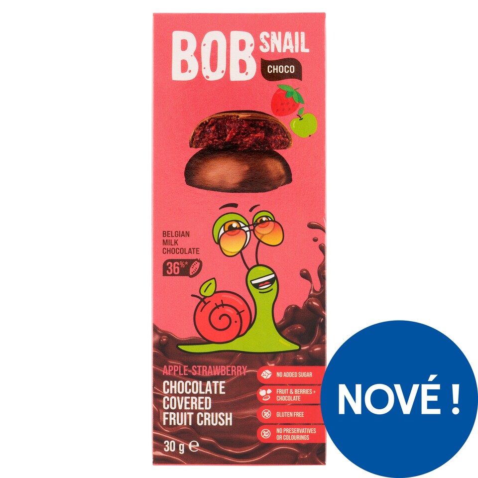 Obrázek 1 pro produkt Šnek Bob Jablečno-jahodová pochoutka v mléčné čokoládě 3 ks 30g