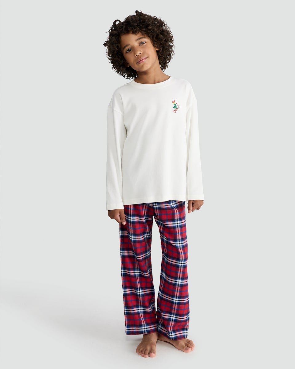 image 1 of F&F Boys Pure Cotton Christmas Top and Trousers Pyjamas in Multi