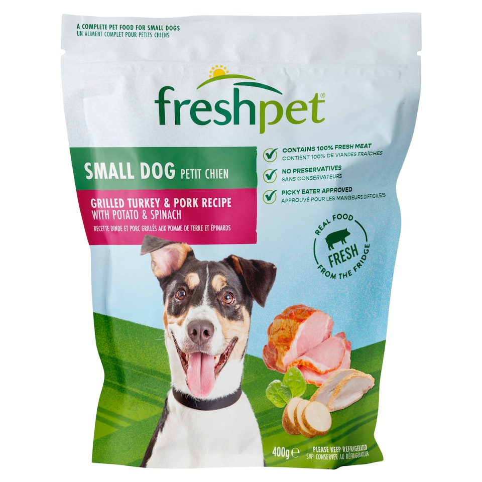 Freshpet Small Dog Grilled Turkey & Pork Recipe with Potato & Spinach 400g
