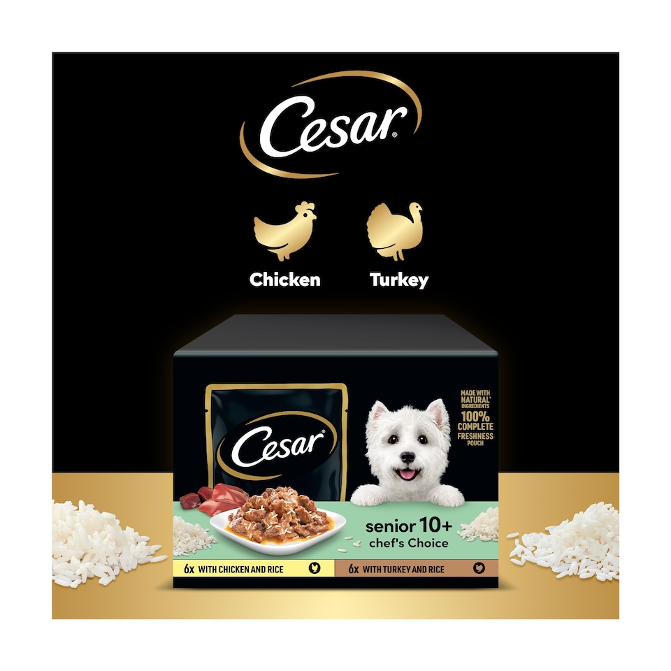 image 1 of Cesar Senior Wet Dog Food Pouches Mixed in Sauce 12x100g