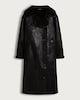image 4 of F&F Faux Leather Shearling Collar Longline Coat in Black