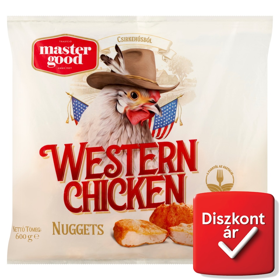 Master Good Western Chicken Nuggets gyorsfagyasztott elősütött csirkéből formázott termék 600 g  1. kép