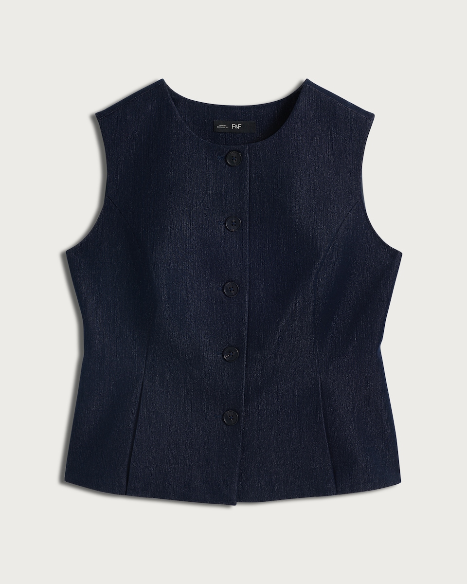 image 1 of F&F Tailored Button Up Fitted Co-ord Waistcoat in Blue