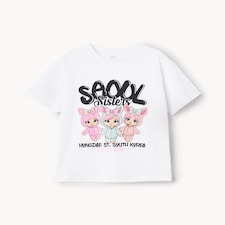 F&F Girls Pure Cotton Seoul Sisters T-Shirt in White