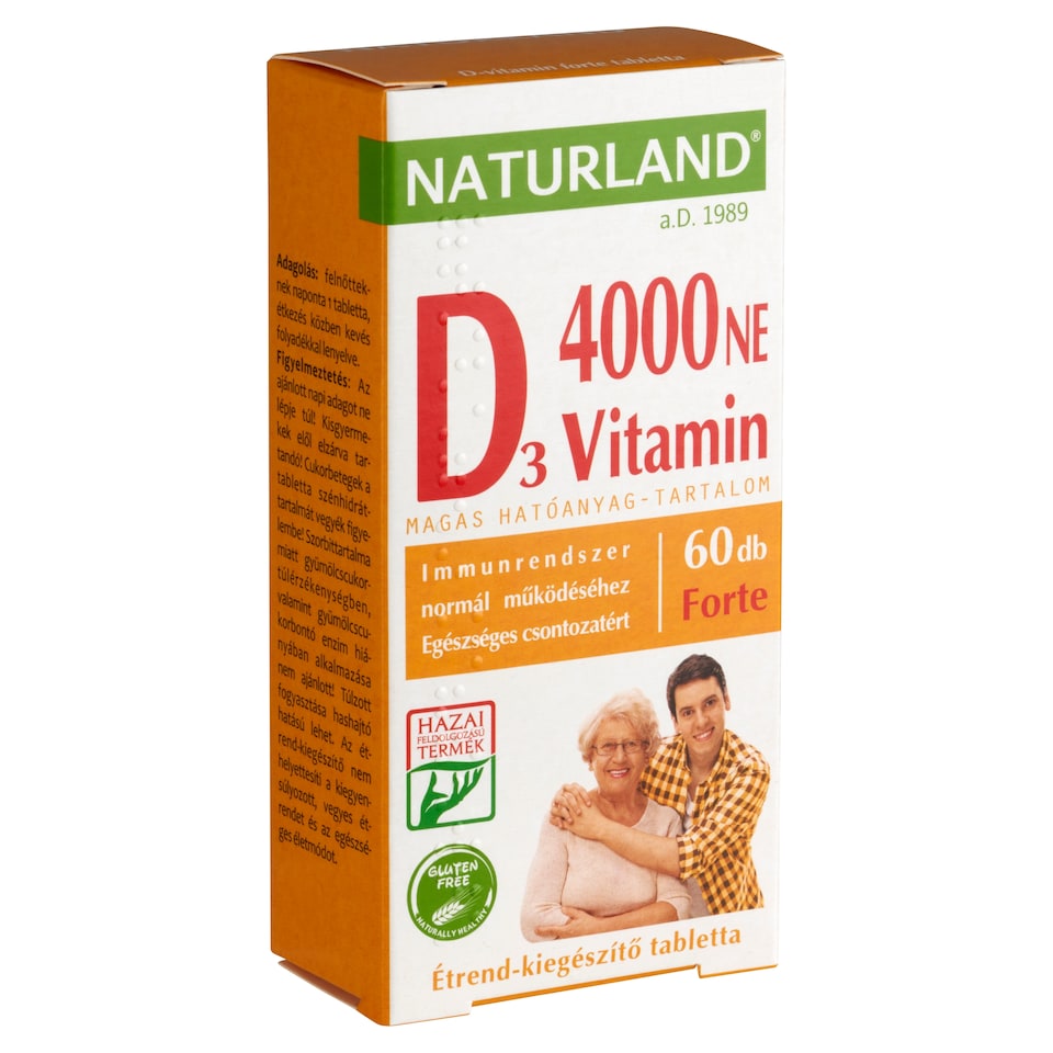 Naturland D₃-vitamin 4000 NE forte étrend-kiegészítő tabletta 60 db 11,01 g
