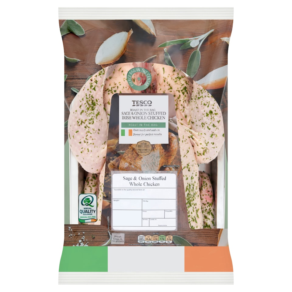 Tesco Sage And Onion Stuffed Chicken Cook In Bag1.5Kg