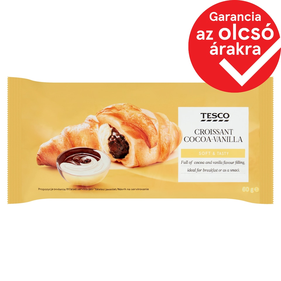 Tesco croissant kakaós és vaníliaízű töltelékkel 60 g