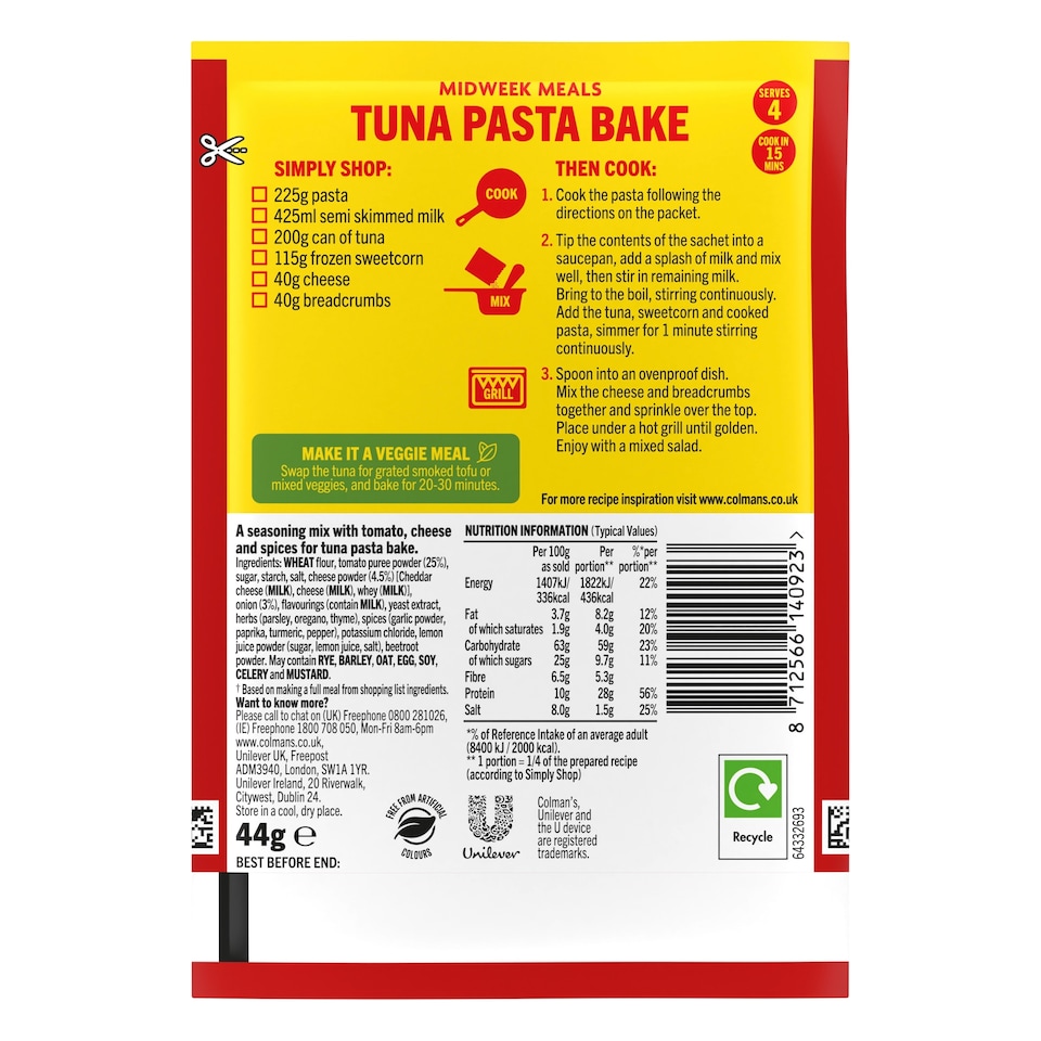 image 1 of Colman's Tuna Pasta Bake Recipe Mix 44G