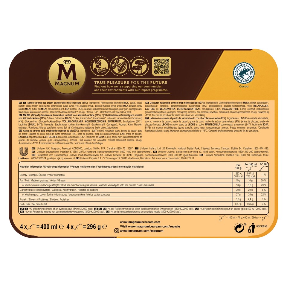 image 1 of Magnum Salted Caramel Ice Cream 4X100ml