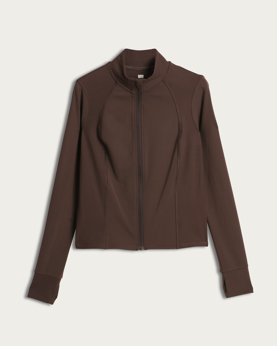 F&F Active Zip Through Quick Dry Jacket in Brown