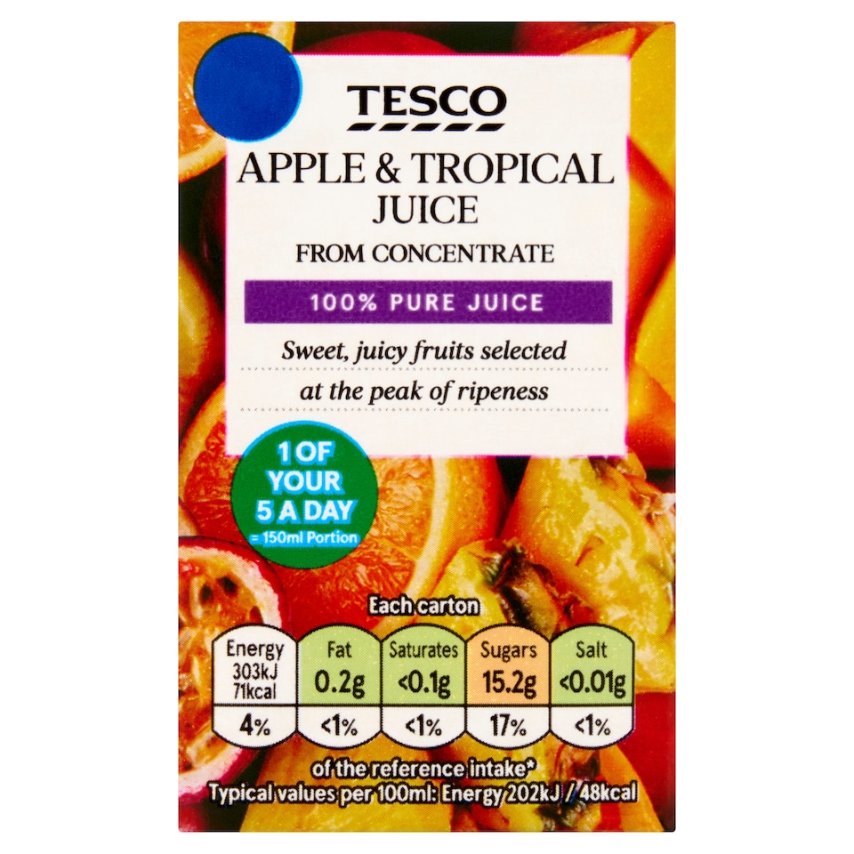 Tesco Apple & Tropical Fruit Juice From Concentrate 150ml