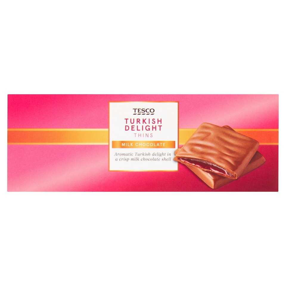 Tesco Milk Chocolate Turkish Delight Thins 180G