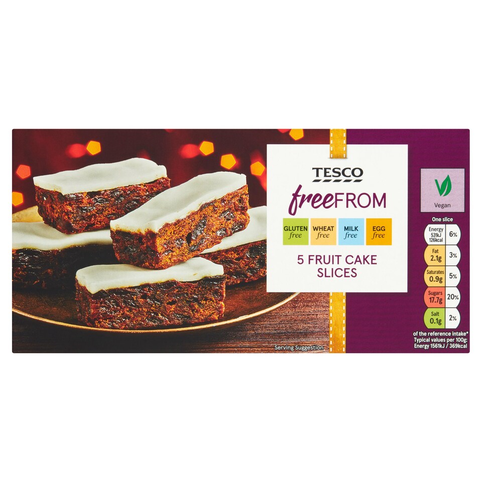 Tesco Free From 5 Iced Fruit Cake Fingers 170G