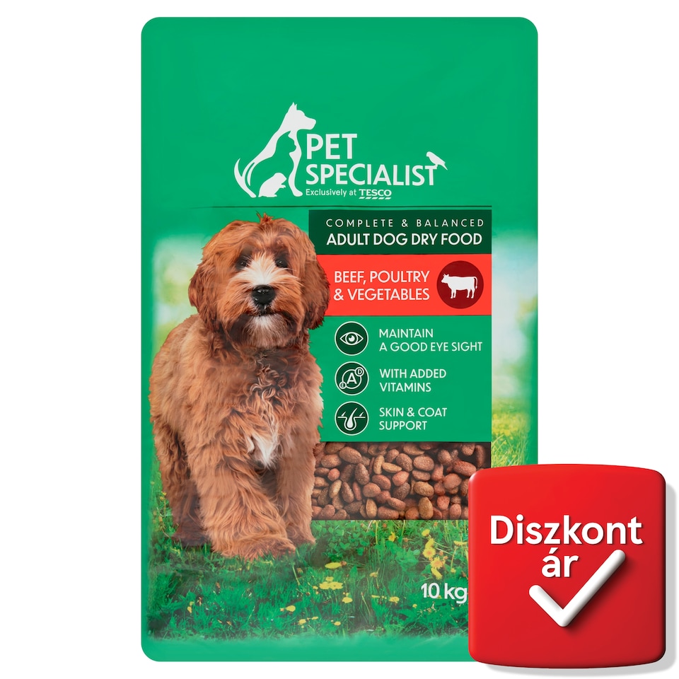 Pet Specialist teljes értékű száraz eledel felnőtt kutyáknak marhával baromfival zöldséggel 10 kg