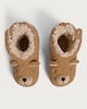 image 2 of F&F Girls Borg Bear Face Boot Slippers in Brown