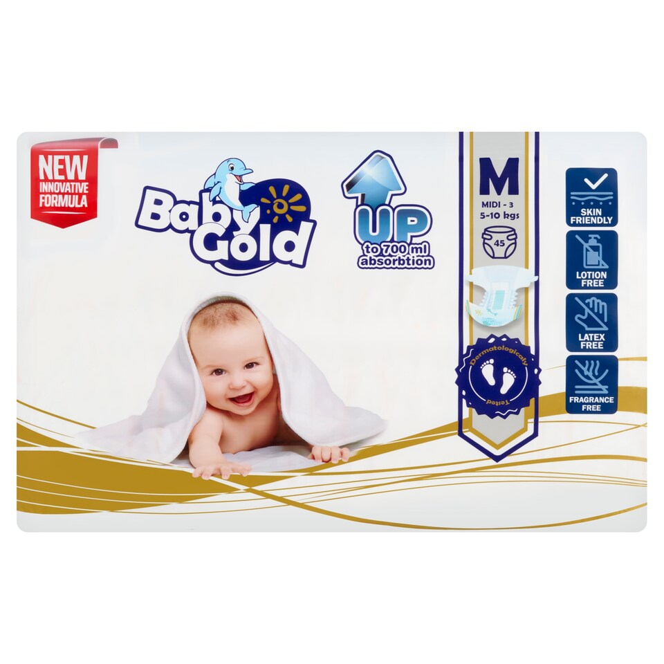 Baby Gold Unisex Baby Diaper Size: 3, 5-10 kg 45 pcs