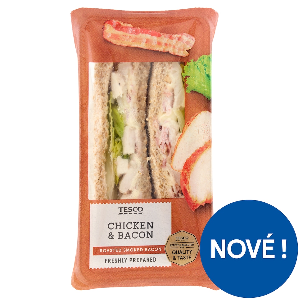 Tesco Pšeničný toastový chléb s pečeným kuřecím masem 164g