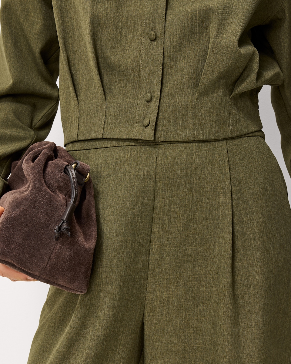 image 1 of F&F Pleated Wide Leg Co-ord Trousers  in Olive