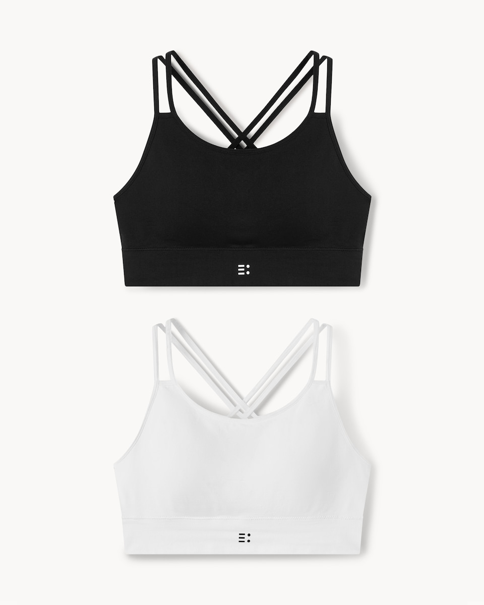 image 1 of F&F Active 2-Pack Seamfree Light Support Sports Bras in Multi