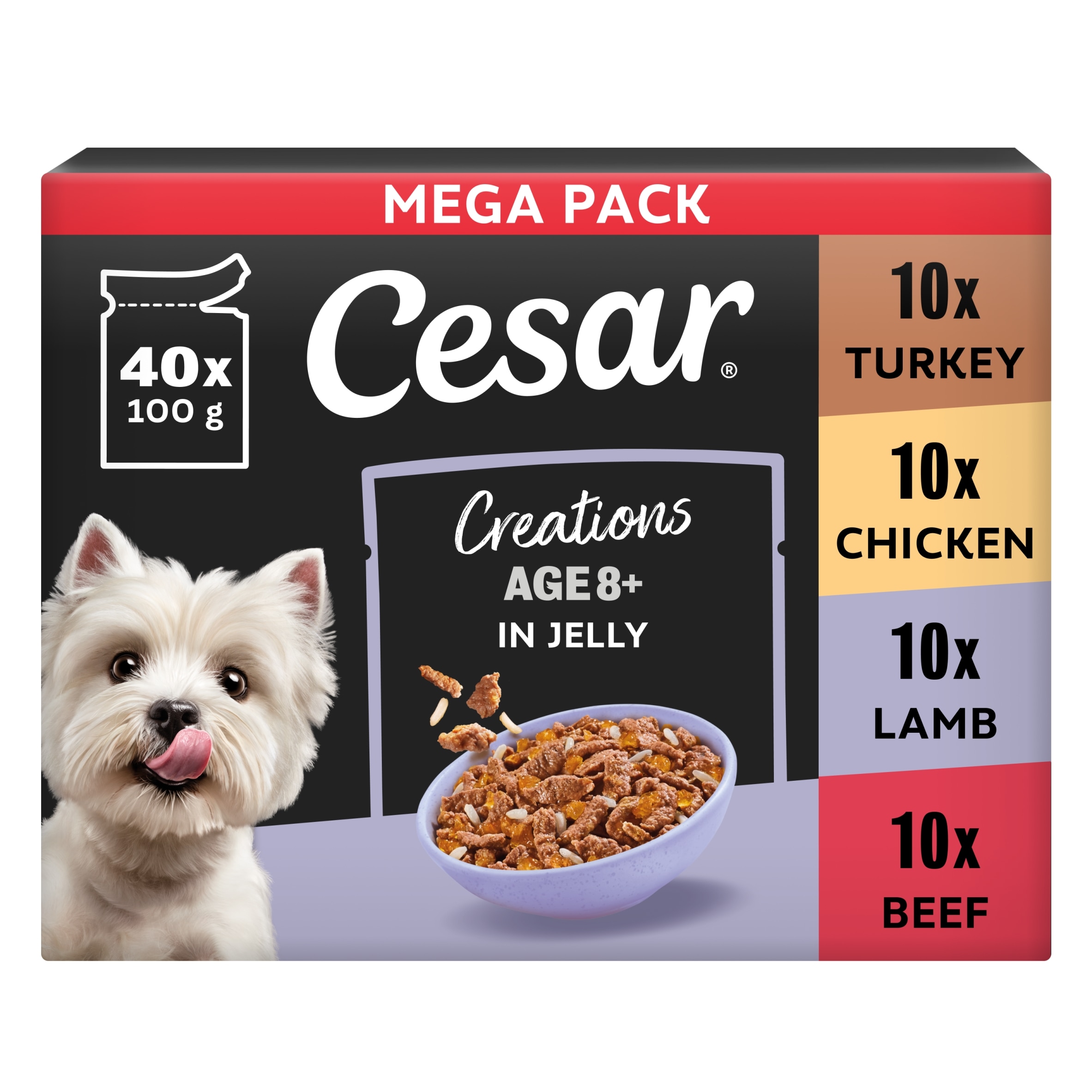 Cesar Senior 8+ Pouches Creations in Jelly - Saver Pack: Favourites in Jelly (80 x 100g)