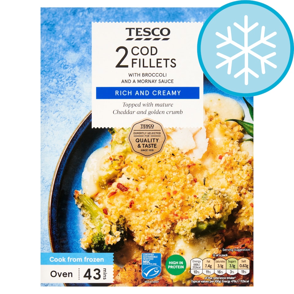 Tesco 2 Cod Fillets With Broccoli and a Mornay Sauce 360g