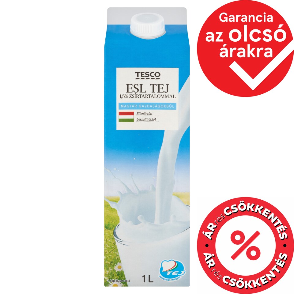 Tesco ESL Low-Fat Milk 1,5% 1 l