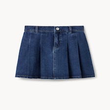 F&F Girls Pure Cotton Pleated Denim Skirt in Blue