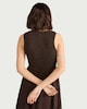 image 3 of F&F Shirred V Neck Midi Dress in Chocolate