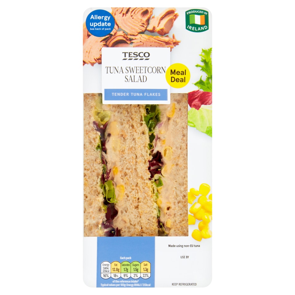 Tesco Tuna Sweet Corn Salad Sandwich 150G