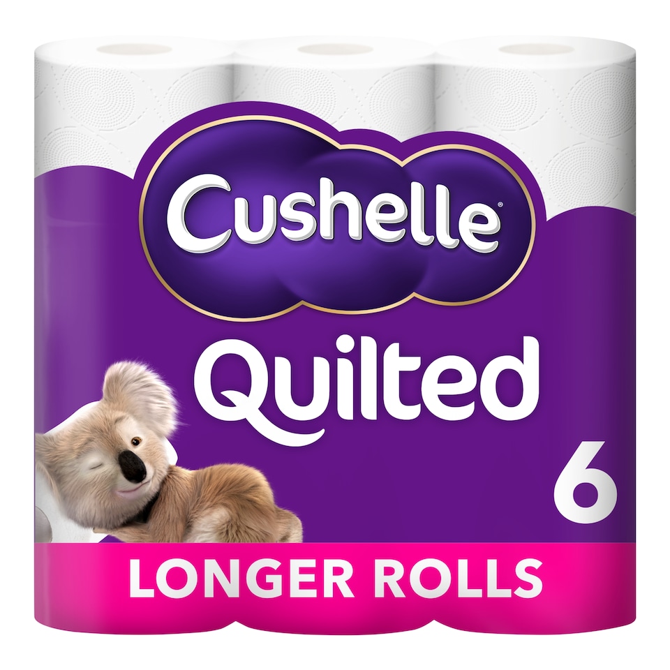 image 1 of Cushelle Quilted White Toilet Tissue Longer Rolls X6