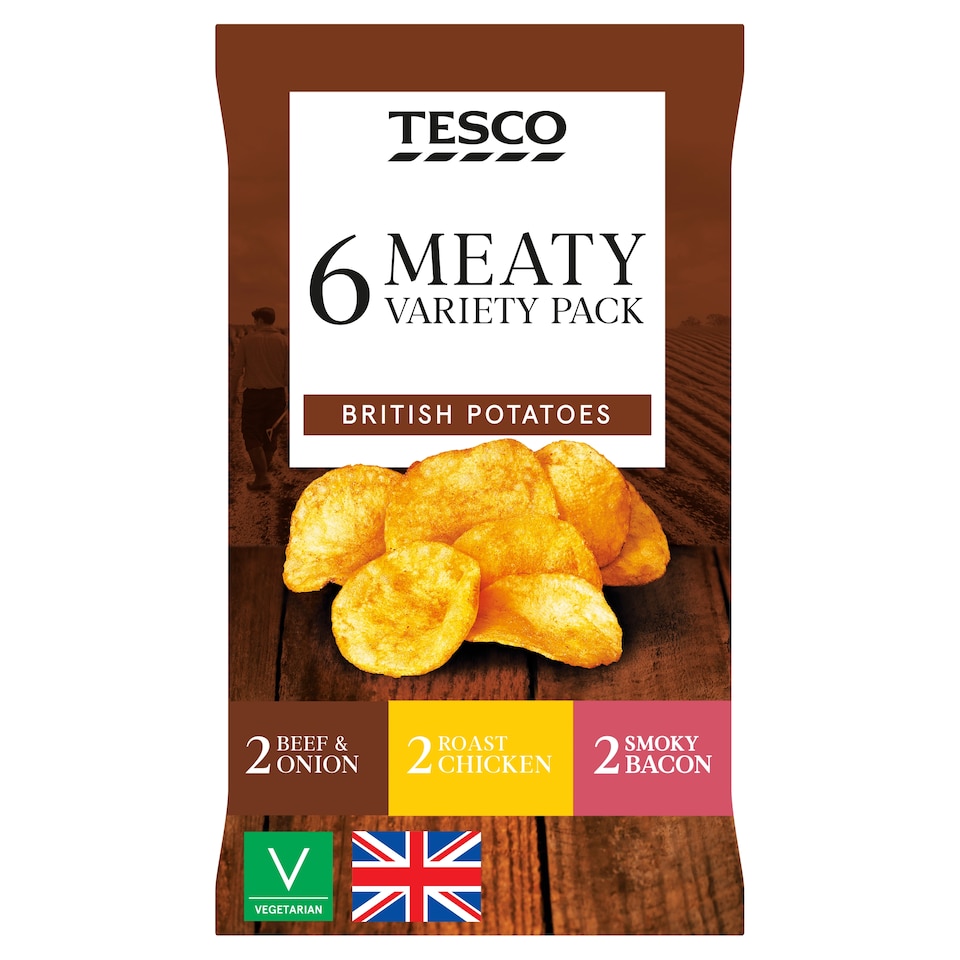 Tesco Meaty Variety Crisps 6X25g