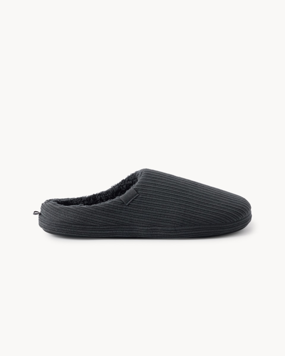 image 1 of F&F Corduroy Mule Slippers in Grey