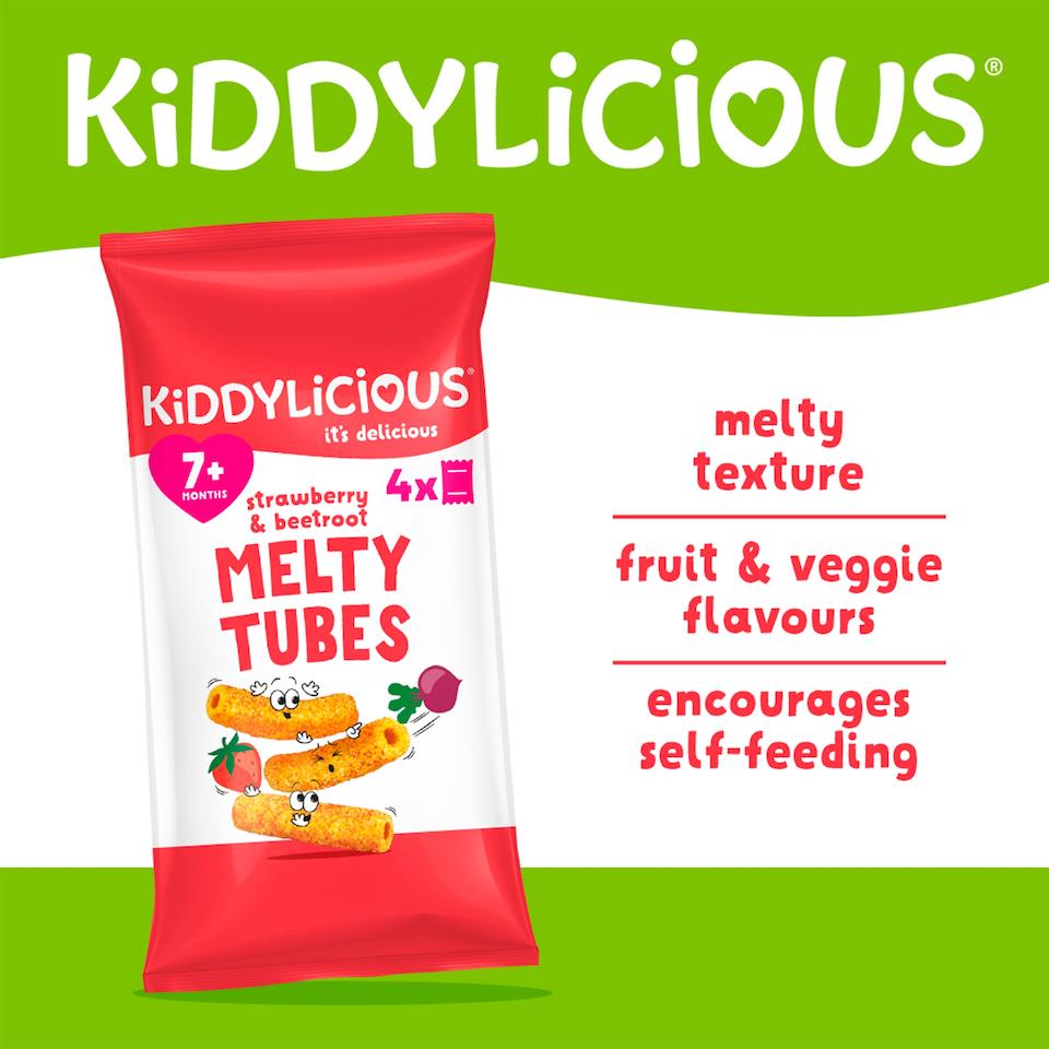 image 1 of Kiddylicious Strawberry & Beetroot Melty Tubes 4 x 10g
