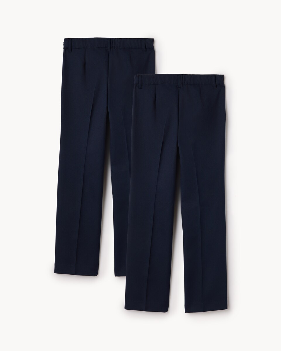 image 1 of F&F School Boys 2-Pack Regular Fit Longer Length Trousers in Navy