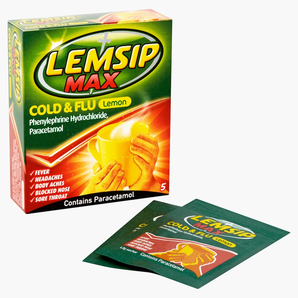image 1 of Lemsip Max Cold & Flu Lemon Sachets 5 Sachets (Pfs)